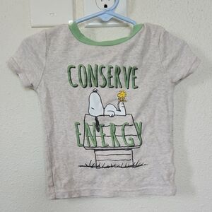 Peanuts Snoopy Kids Tee - Gray with Green Trim